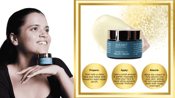 Kuuard Night Cream 24k gold ash , Anti-Aging, 50gm